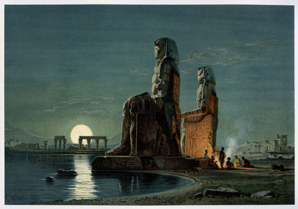 Nilbilder. Vier und Zwanzig Facsimiles nach Aquarellen. Naturaufnahmen während zweier Orientreisen 1862 und 1865 von Karl Werner. Erläuternde Texte von A. E. Brehm und J. Dümichen. Pantographie-Ausgabe Seitz-Patent. 