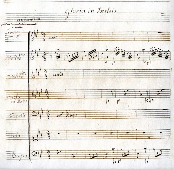 Missa a 4 vocibus, con Violino primo, Violino secondo, due hautbois, due corni alto e basso. 