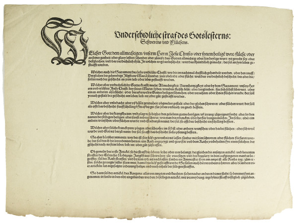 Unterschiedliche straf des Gottslesterns : Schweren und fluchen. 