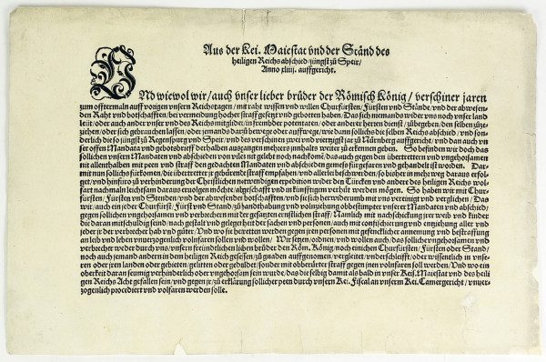 Aus der Kei. Maiestat vnd der Ständ des heiligen Reichs abschied jüngst zu Speir…. 
