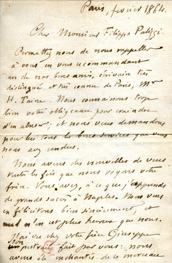 Lettre autographe signée. 