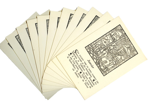 Le grant kalendrier et compost des bergiers. 12 cartes postales. 