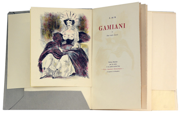 Gamiani ou deux nuits d’excès. Édition réalisée par les soins et au profit exclusif des « Vrais Amateurs Romantiques » (Groupement de bibliophiles). 
