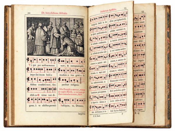 Pontificale Romanum Clementis VIII. Primum ; nunc denuo Urbani VIII. auctoritate recognitum. In tres partes sive tres tomos divisum, pro faciliori Pontificum usu. 