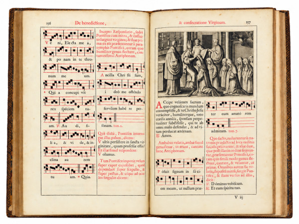 Pontificale Romanum Clementis VIII. Primum ; nunc denuo Urbani VIII. auctoritate recognitum. In tres partes sive tres tomos divisum, pro faciliori Pontificum usu. 