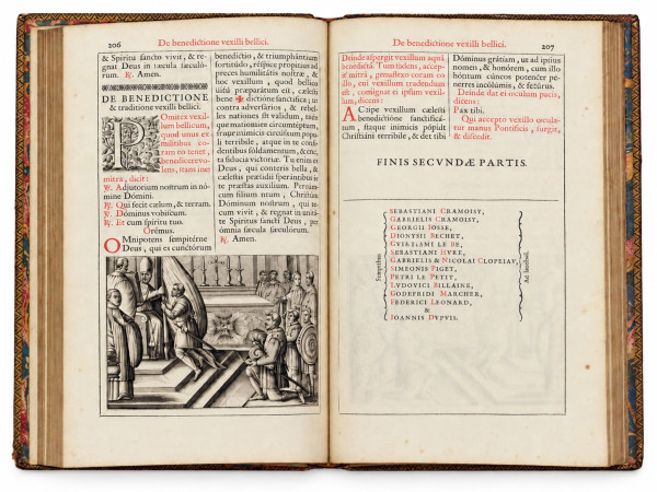Pontificale Romanum Clementis VIII. Primum ; nunc denuo Urbani VIII. auctoritate recognitum. In tres partes sive tres tomos divisum, pro faciliori Pontificum usu. 